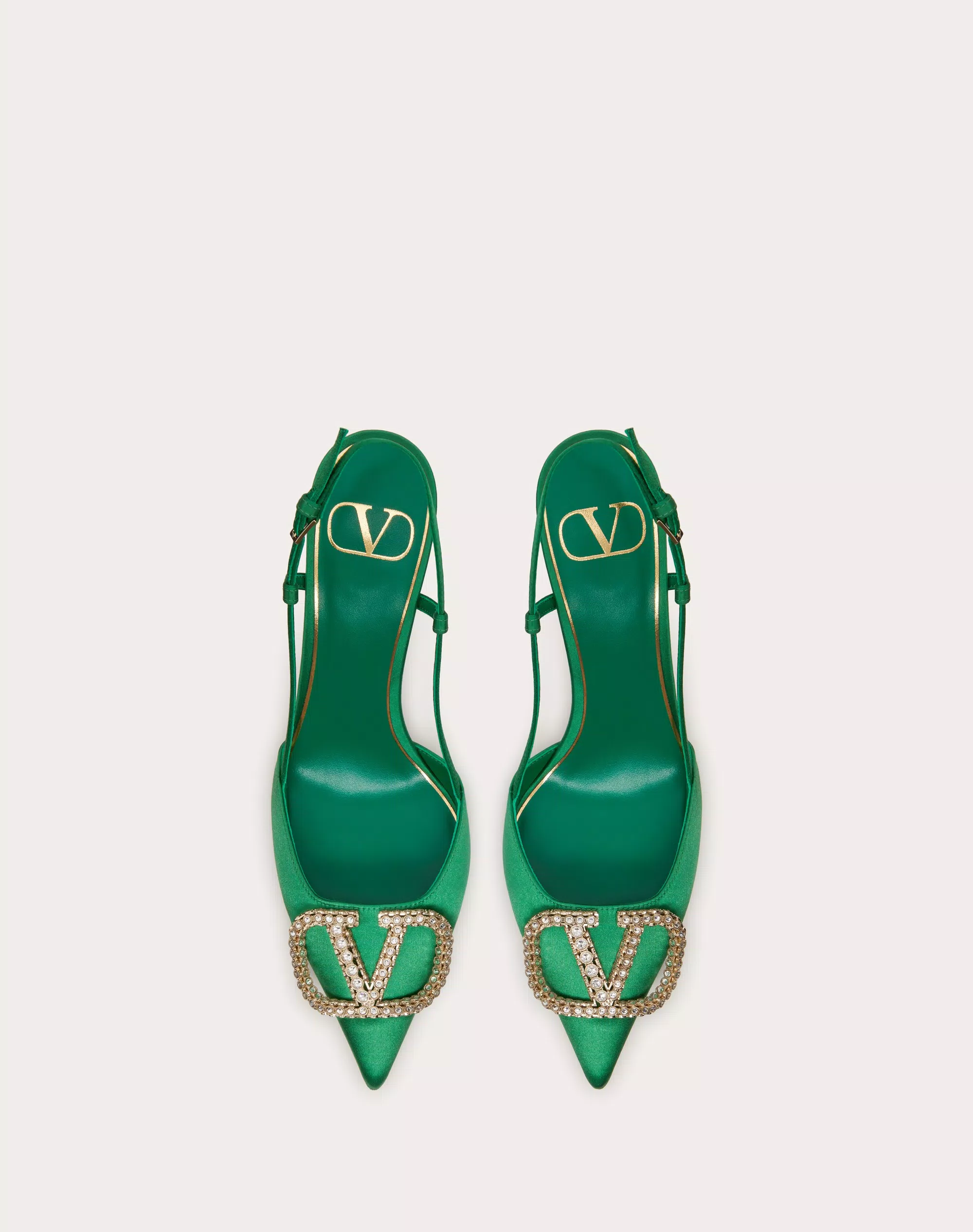 VLOGO SIGNATURE SATIN SLINGBACK PUMPS 80MM